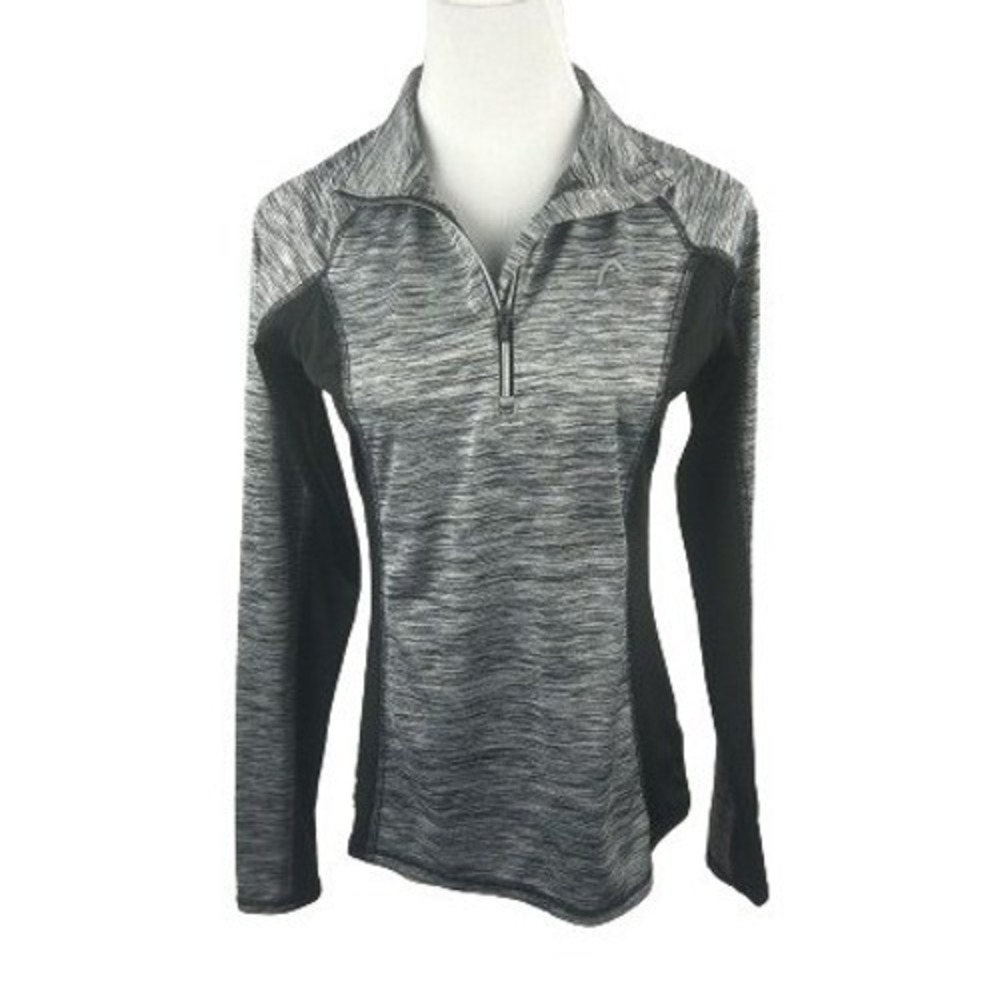 HEAD Activewear Pullover Womens XS 1/4 Zip Athletic Top Lightweight Grey Black